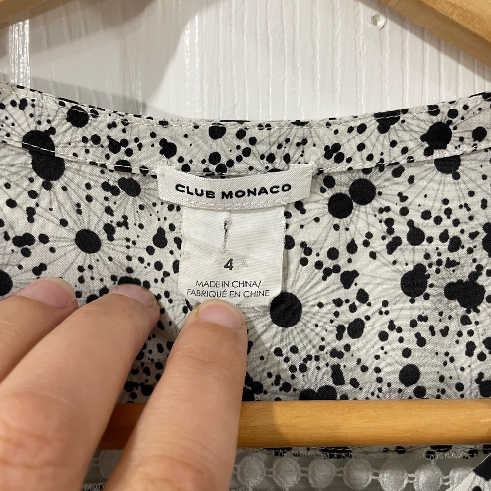 [4] CLUB MONACO Dress silk white black splatter summer wedding mini - Picture 8 of 8